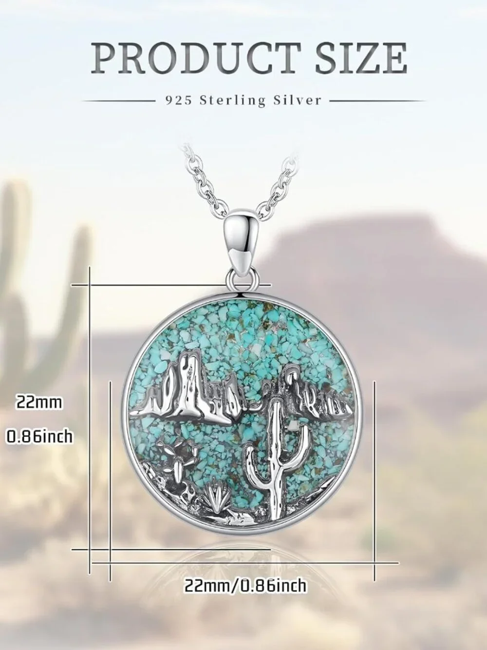 Women's Cactus A Sterling Turquoise Pendant Highland Cow Skull Western Necklace